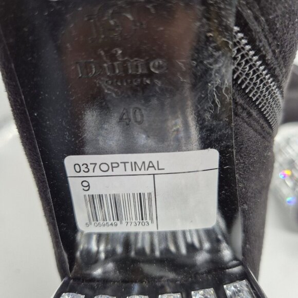 Dune London Optimal Black Bootie Crystal Heels Size 40 US 9 - Picture 7 of 11
